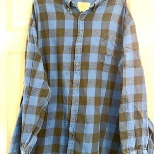 St. John's Bay Men's Blue and Black Checkered Shirt